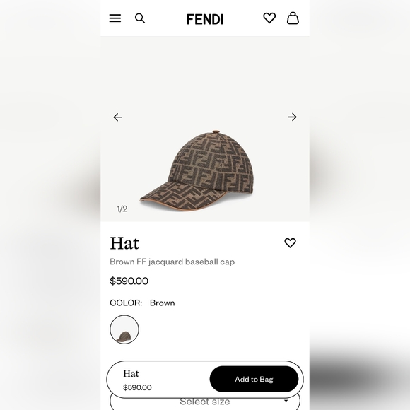 Fendi Brown FF Jacquard Baseball Cap Like New!! - Picture 5 of 5